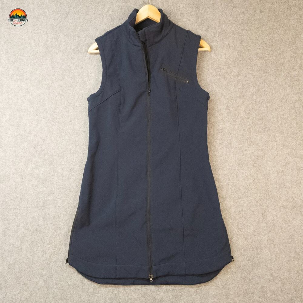 Betabrand Vest Navy Blue Long Length Full-Zip Fleece Lined Gorpcore Women's Sz S